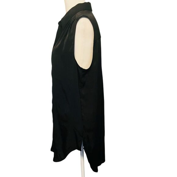 Express Elegant Black Sleeveless Pleated Shoulder Tunic Shirt size M - Picture 6 of 9